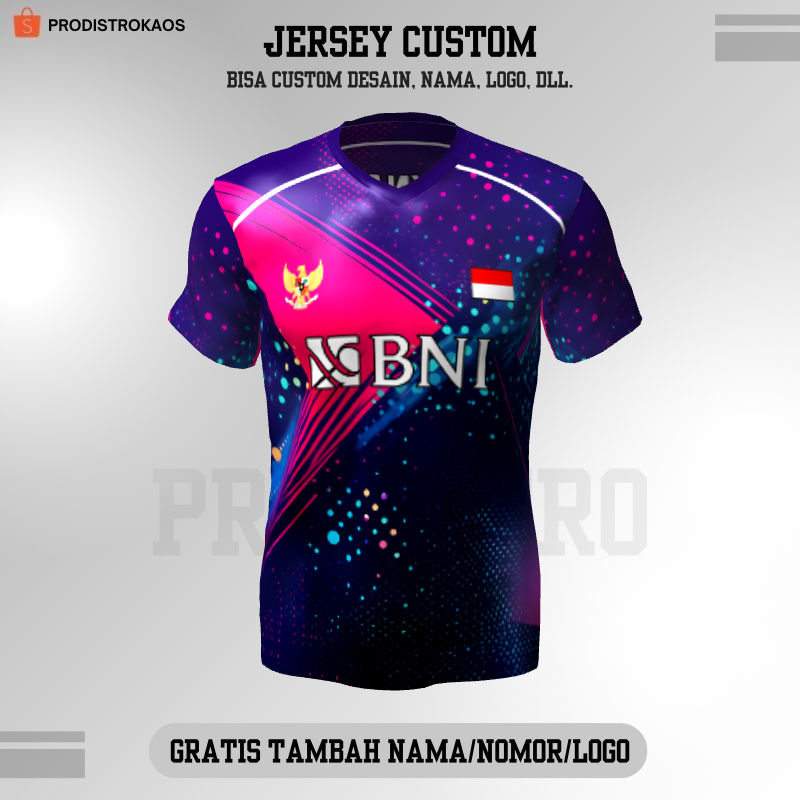 Kaos Jersey Badminton Ungu Pink Motif Abstrak 171 - Jersey Futsal Tenis Lari Volly dll