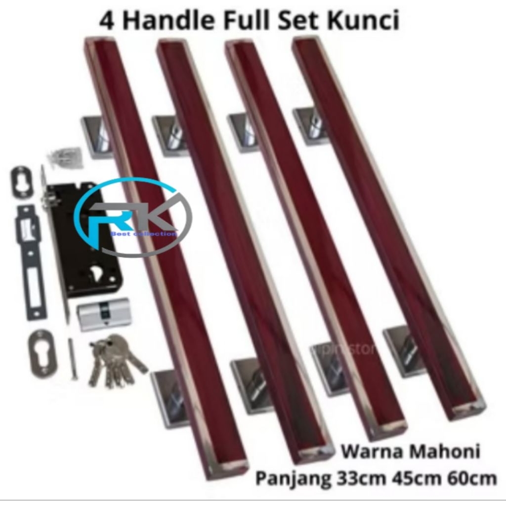 Handle Pintu Minimalis/Gagang Tarikan Pintu 2psg/4pcs + kunci