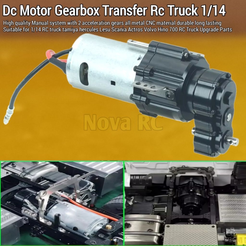 Brushed Gearbox transfer dengan Transmisi 2 gigi kecepatan full logam untuk Rc truck Hercules Lesu t