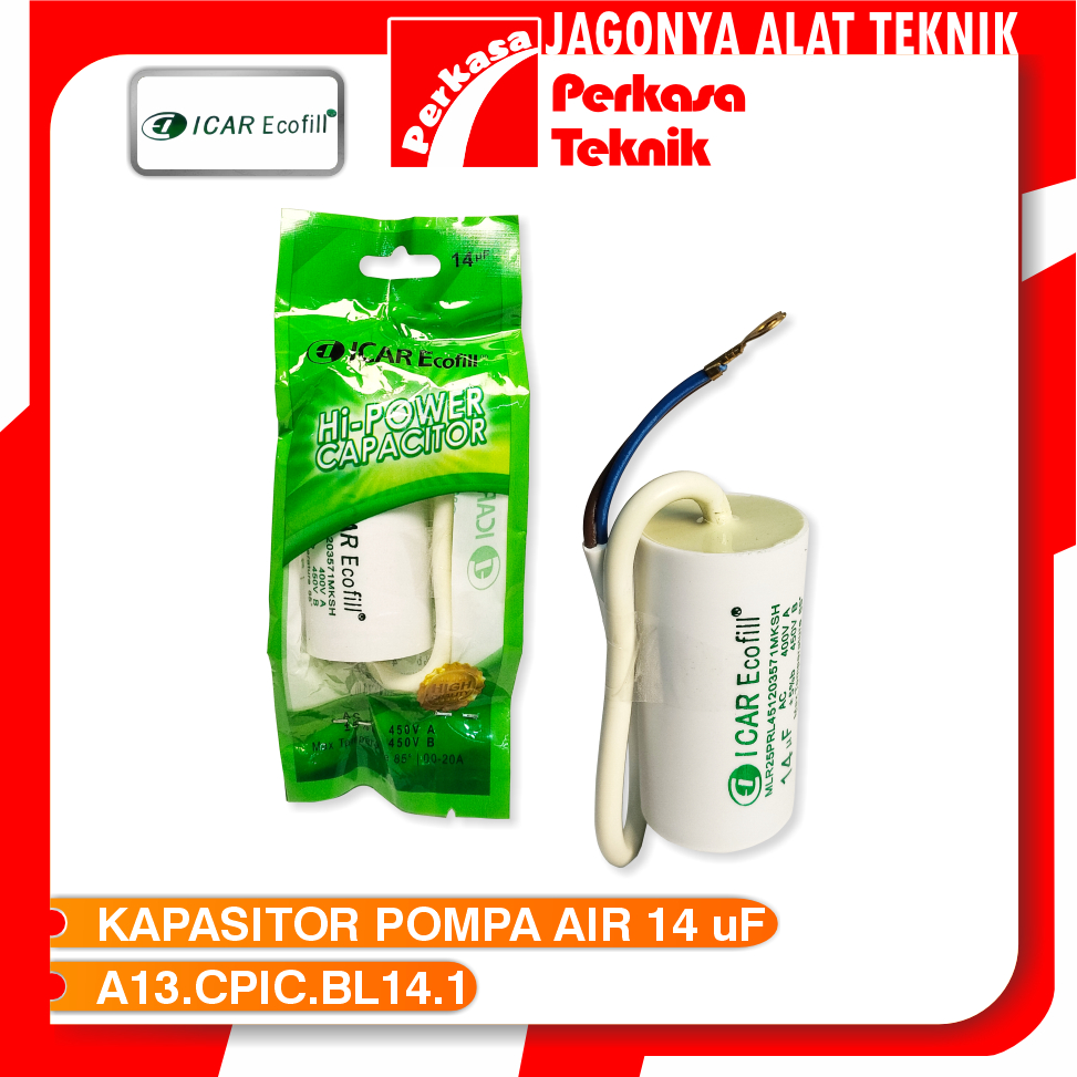 Kapasitor Pompa Air Capasitor Bulat ICAR Ecofill 14uF