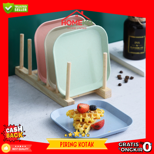 HK Piring Makanan ceper Buah Set Warna Warni Bahan Jerami / Piring Makan Jerami Wadah Saji Makanan