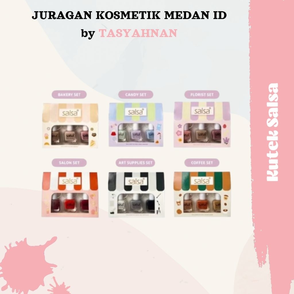 SALSA NAIL POLISH (Kutek) Warna Pink, Peach, Cokelat, Cream Krim, HItam, Bening, Putih