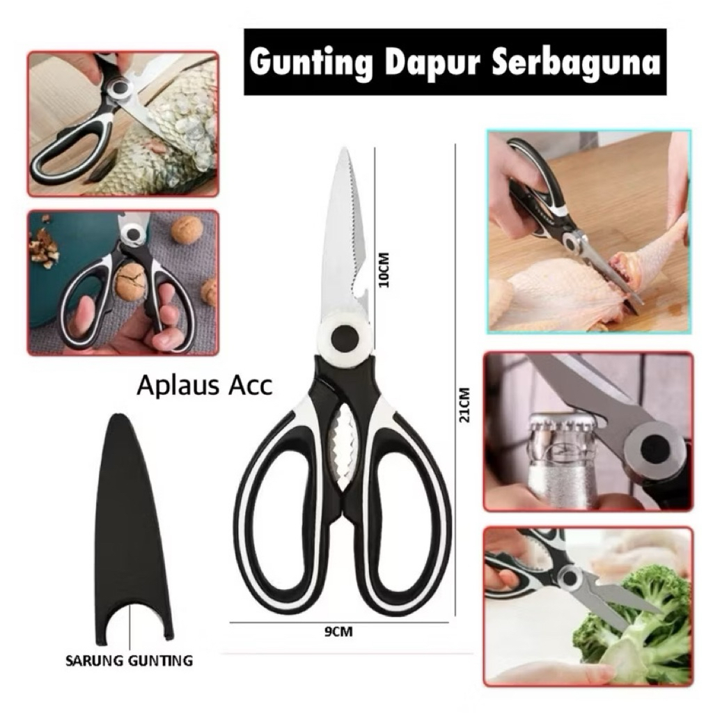(GROSIRAN) Gunting Dapur Serbaguna Gunting Tajam Pemotong Sayur Buah Daging Pembuka Tutup Botol