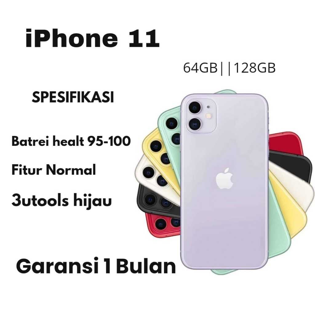 IP 11 64GB 128GB Second Iphone 11 Fullset Bekas Original Internasional Garansi 1 Bulan