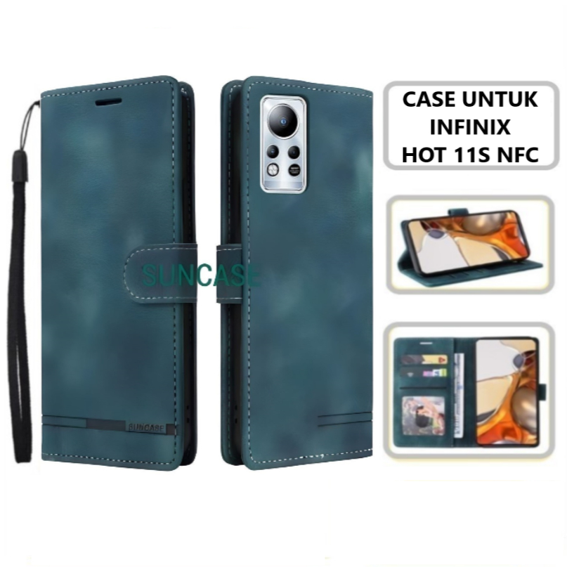 CASE INFINIX HOT 11S NFC LEATHER FLIP COVER WALLET STANDING DOMPET CASING