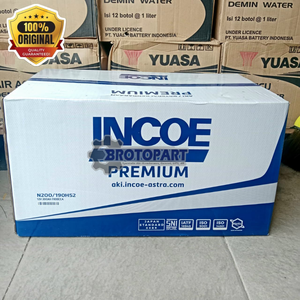 Aki INCOE N200 190H52 12V 200Ah Aki Basah Mobil, Genset, Excavator Original INCOE ASTRA