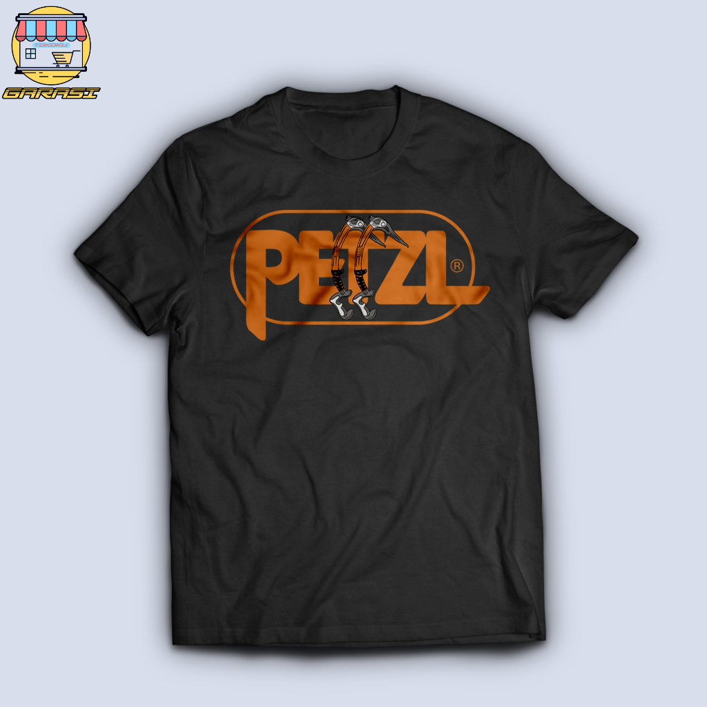 garasi tokoku kaos pendaki gunung unisex pria dan wanita petzl oren 2 depan baju outdoor