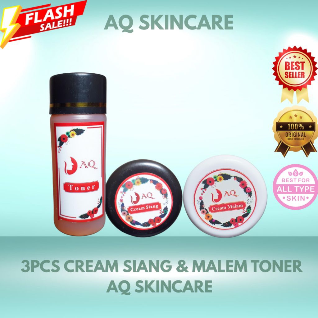 Toner AQ Skincare & Cream Siang Malam Aq Original / Cream Brightening AQ Mencerahkan Wajah