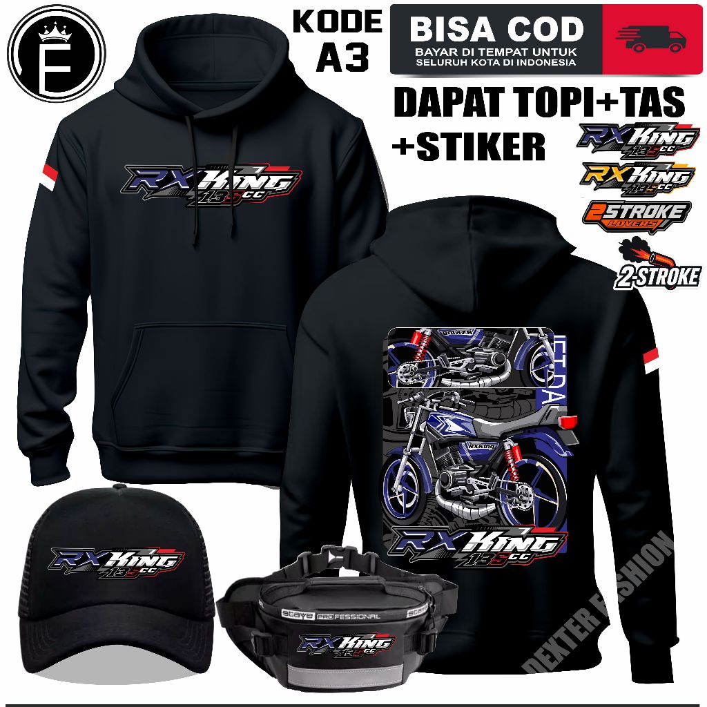 HOODIE RX KING JAKET RX KING TERBARU GRATIS TOPI DAN TAS DAN STIKER SWEATER RX KING ORIGINAL | DEXTE