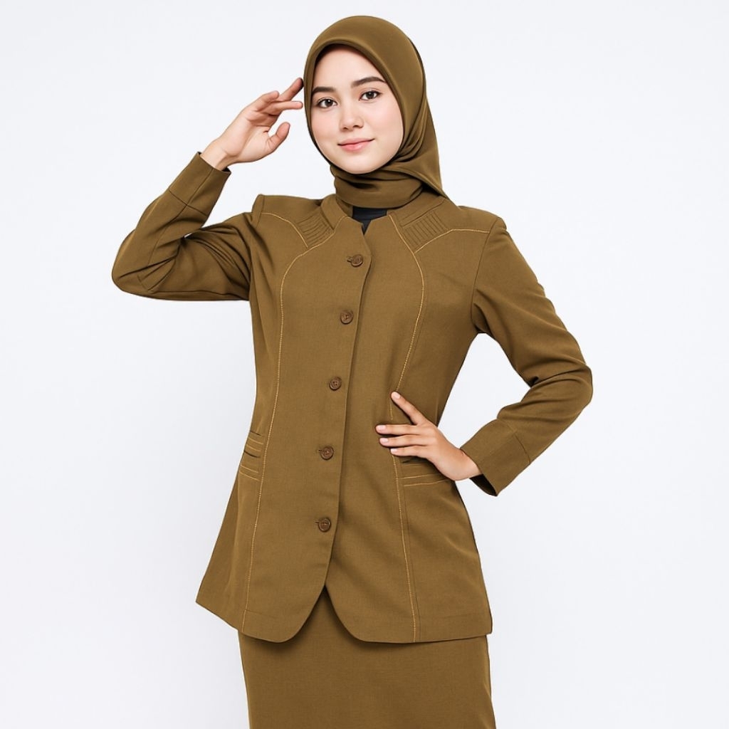 Seragam PNS Wanita Kerah Shanghai Pemda Tua Muda Size SS-5L | Baju Guru Dinas