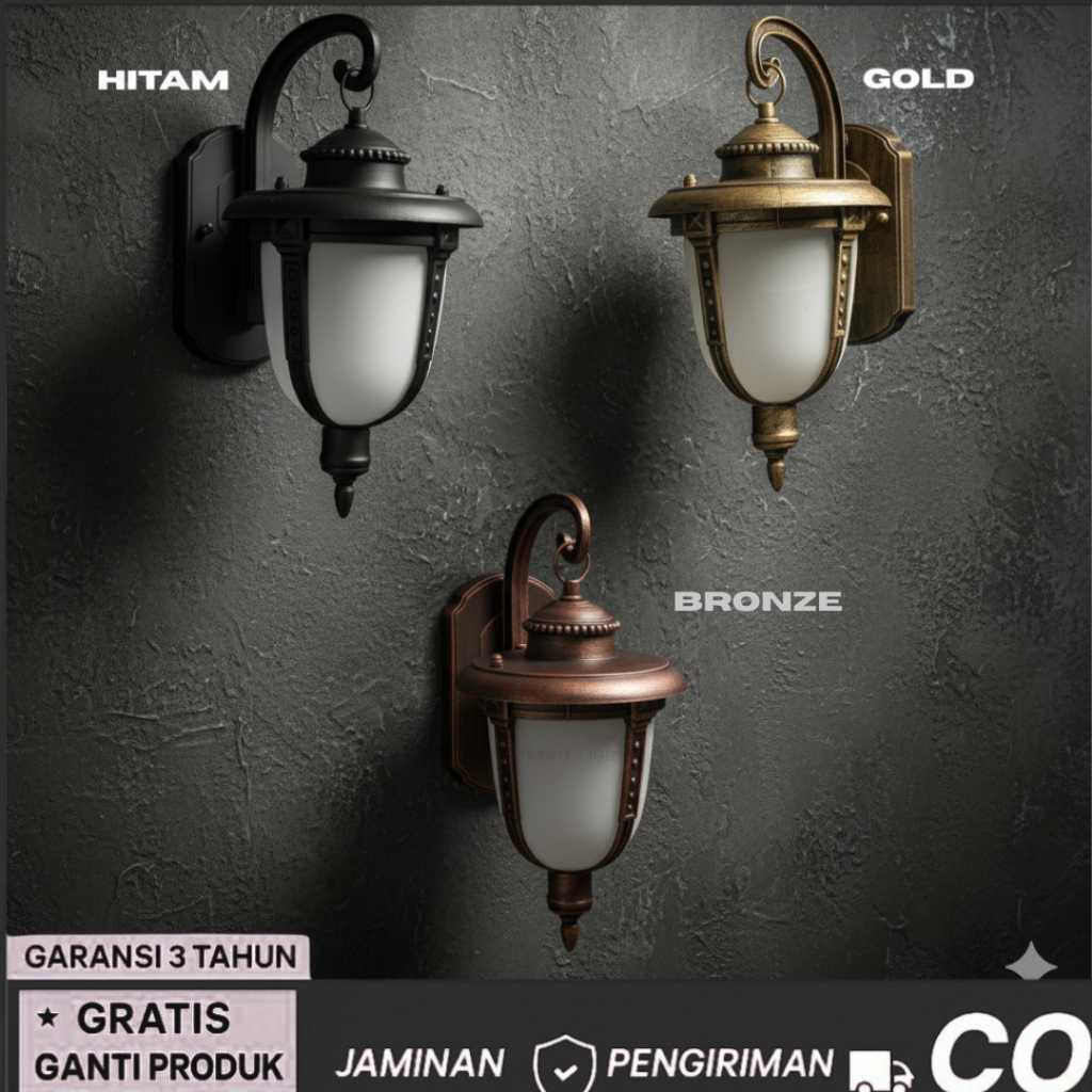 Lampu Dinding Outdoor ALUMUNIUM + KACA / Lampu Taman Teras Model Klasik 5031 G1_Light