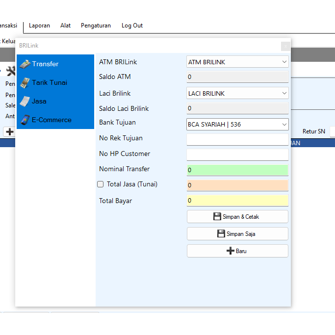 Software aplikasi konter hp penjualan + service + brilink Platinum