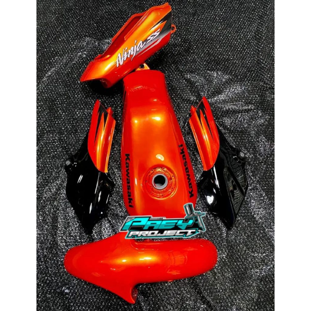 Body set tangki ninja ss hitam orange sunsky. paket body ninja ss ninja r
