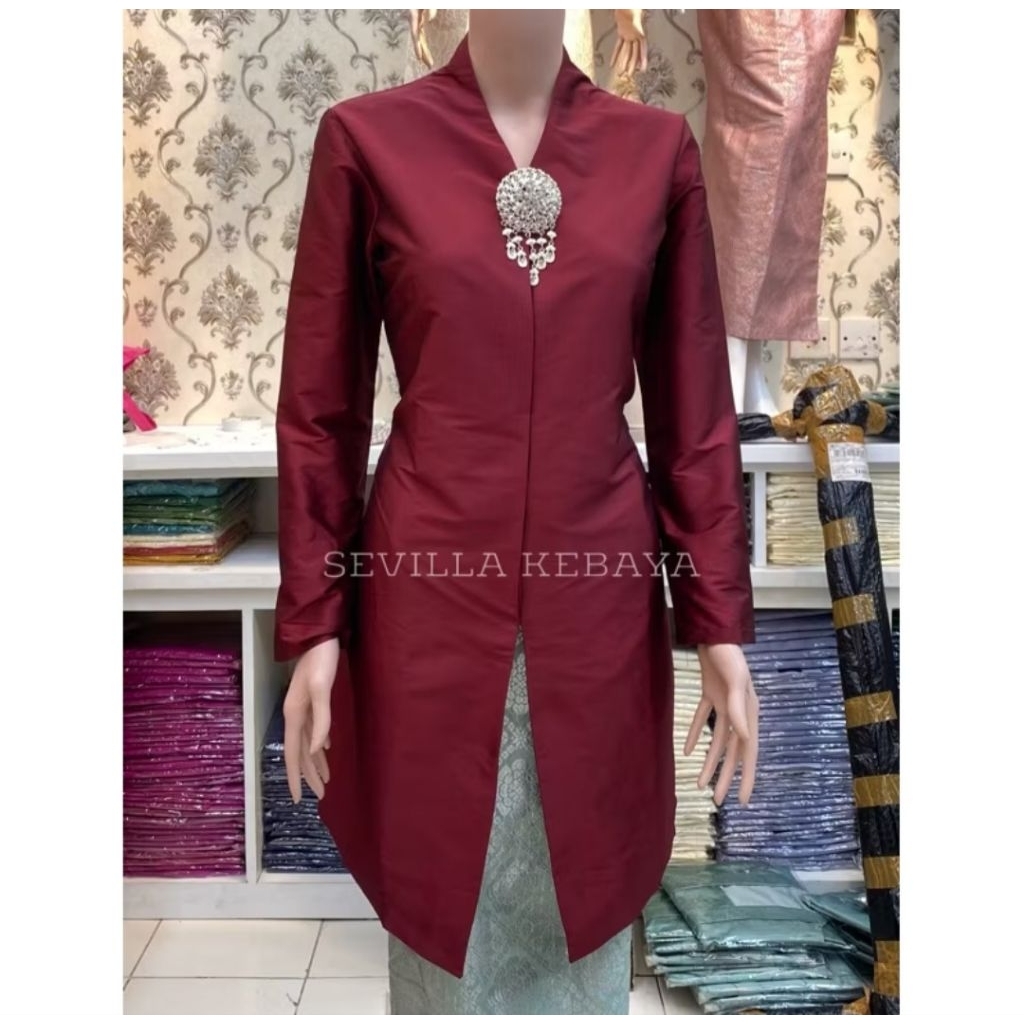 (Free Bross) Kebaya Tunik Taffeta Encim // Kebaya Tunik Taffeta Polos Lengan Panjang // Kebaya Kurun