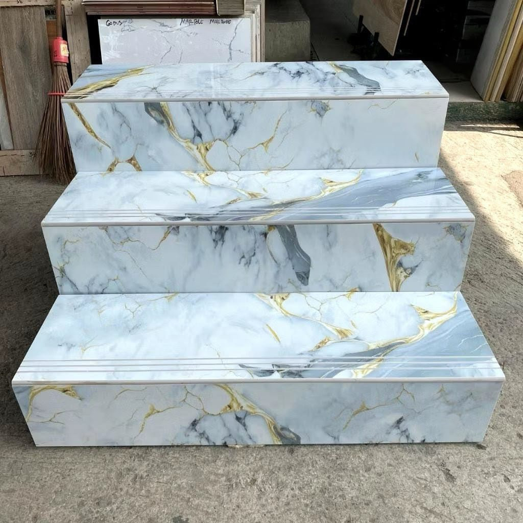 GRANIT TANGGA MOTIF MARMER UKURAN 30x100 STEPNOSING BAVEL