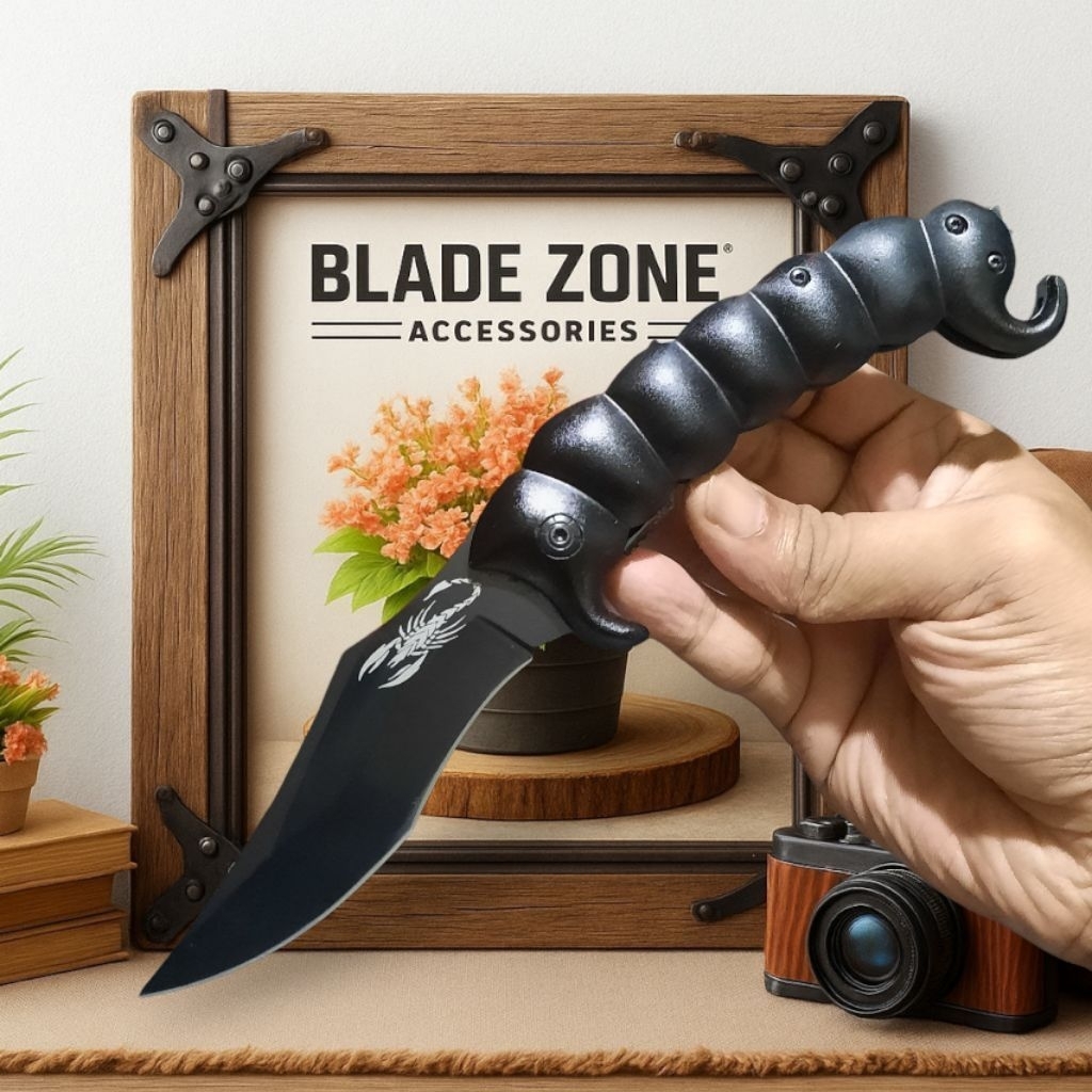 Pisau Survival Lipat Scorpion Blacked Solid / Pisau Tactical / Survival Kit