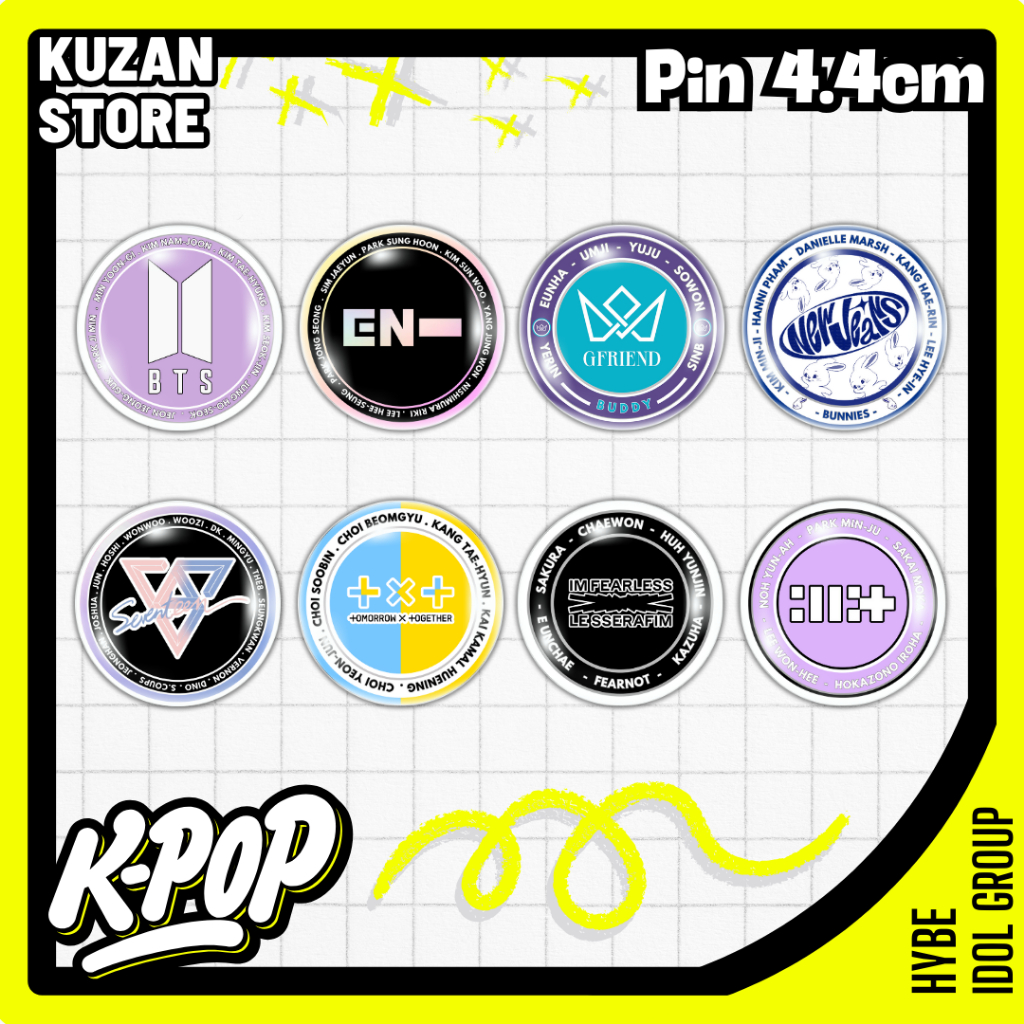 Pin Logo KPOP 4.4 cm (HYBE Idol Group Logo) / Pin Badge / Pin Button / Pin Peniti / Pin Press / Bros