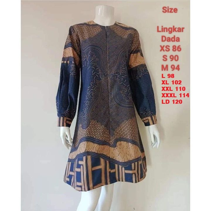 GS Dress Tunik Batik Premium Model Unik Cocok Untuk Kantoran Dan Kondangan Jahitan Rapi