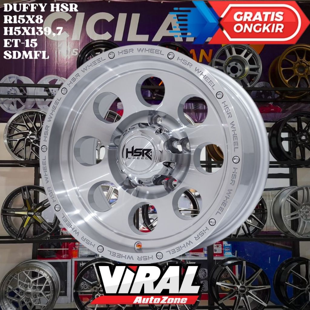 Velg Mobil Rocky , Feroza , Jimny , Escudo , Ring 15 HSR DUFFY R15 Lebar 8 inch