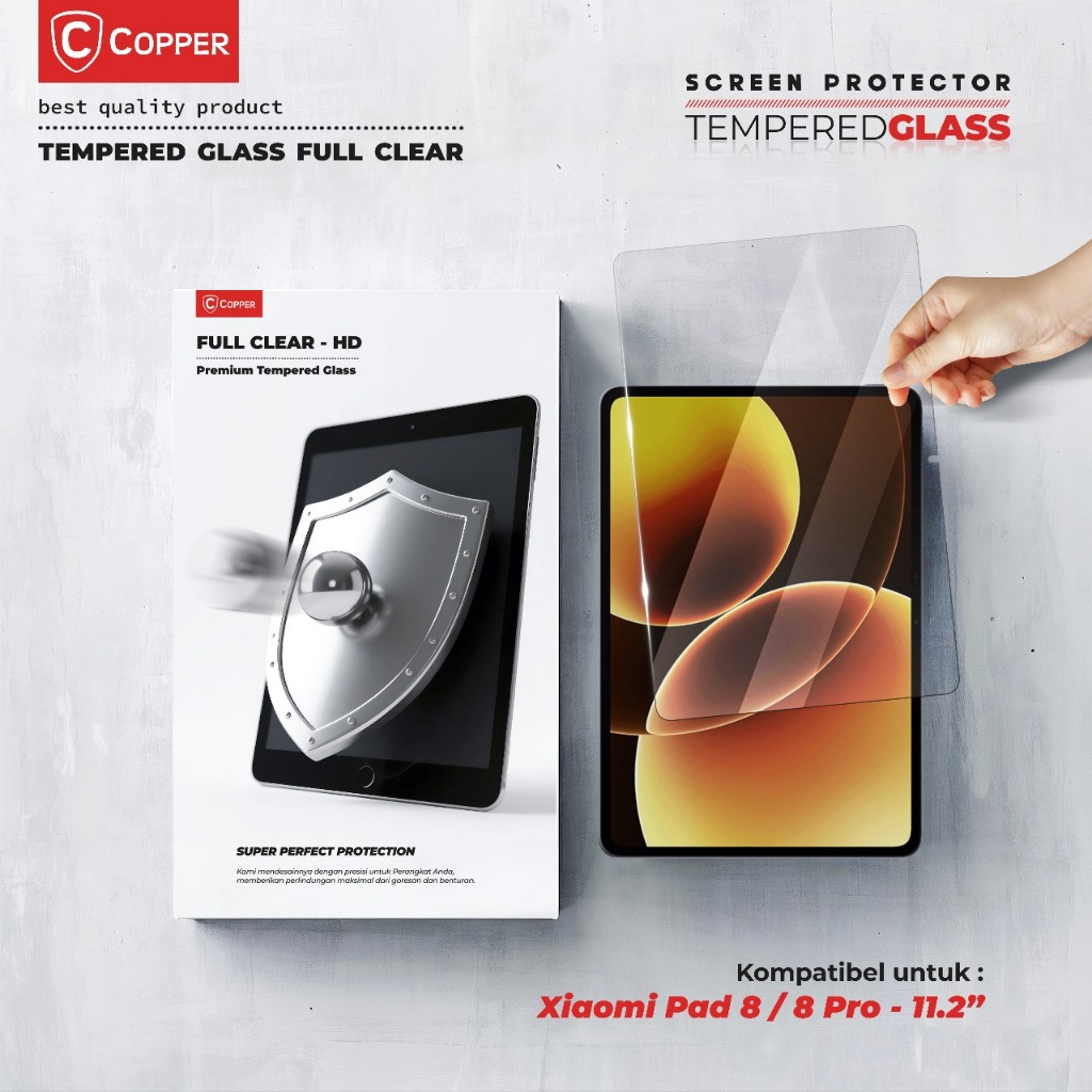 Xiaomi Pad 8 / 8 Pro (11,2") - COPPER TEMPERED GLASS FULL CLEAR