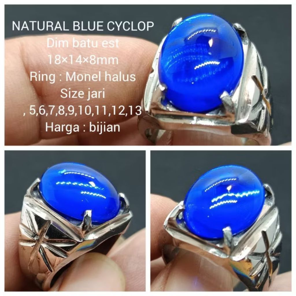 CINCIN BATU BLUE CYCLOPS PAPUA RING MONEL MEWAH