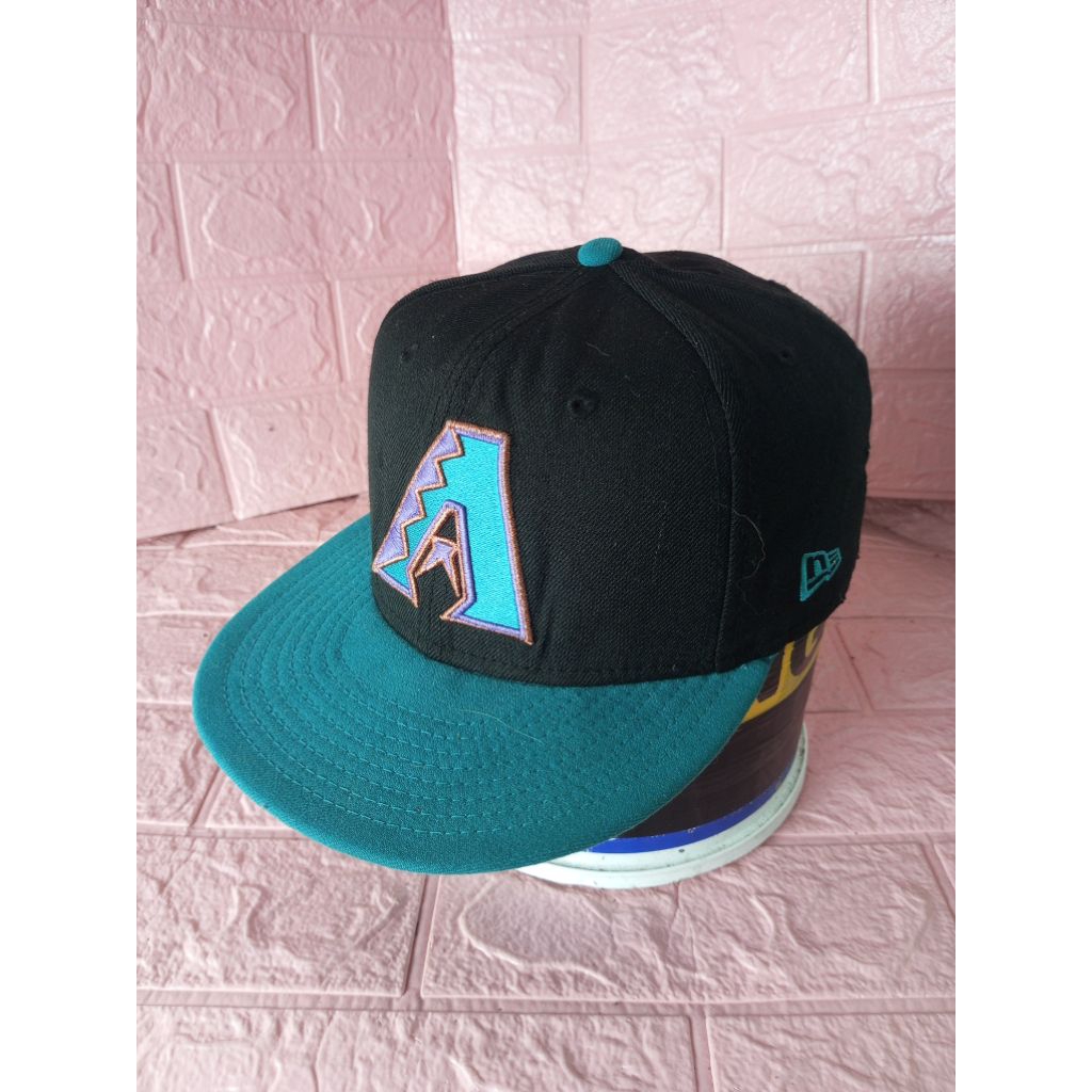 Topi New Era Arizona Diamondbacks Wool 59Fifty 3D Lettering MLB Hat Cap Down Size Fitted 7 3/8 atau 