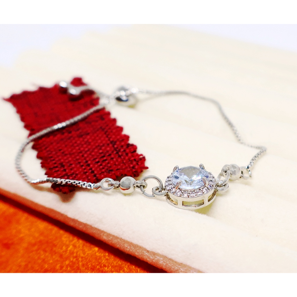 Gelang Serut Wanita Permata Belo Berlapis Emas Putih Jewelry Xuping Titanium