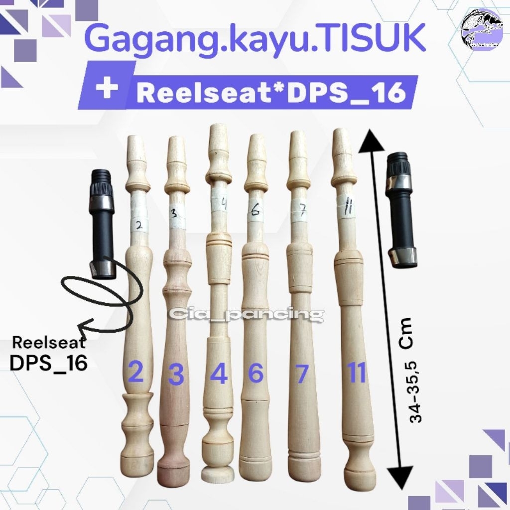 Gagang kayu + reelseat DPS 16 / gagang kayu TISUK custom joran set DPS16