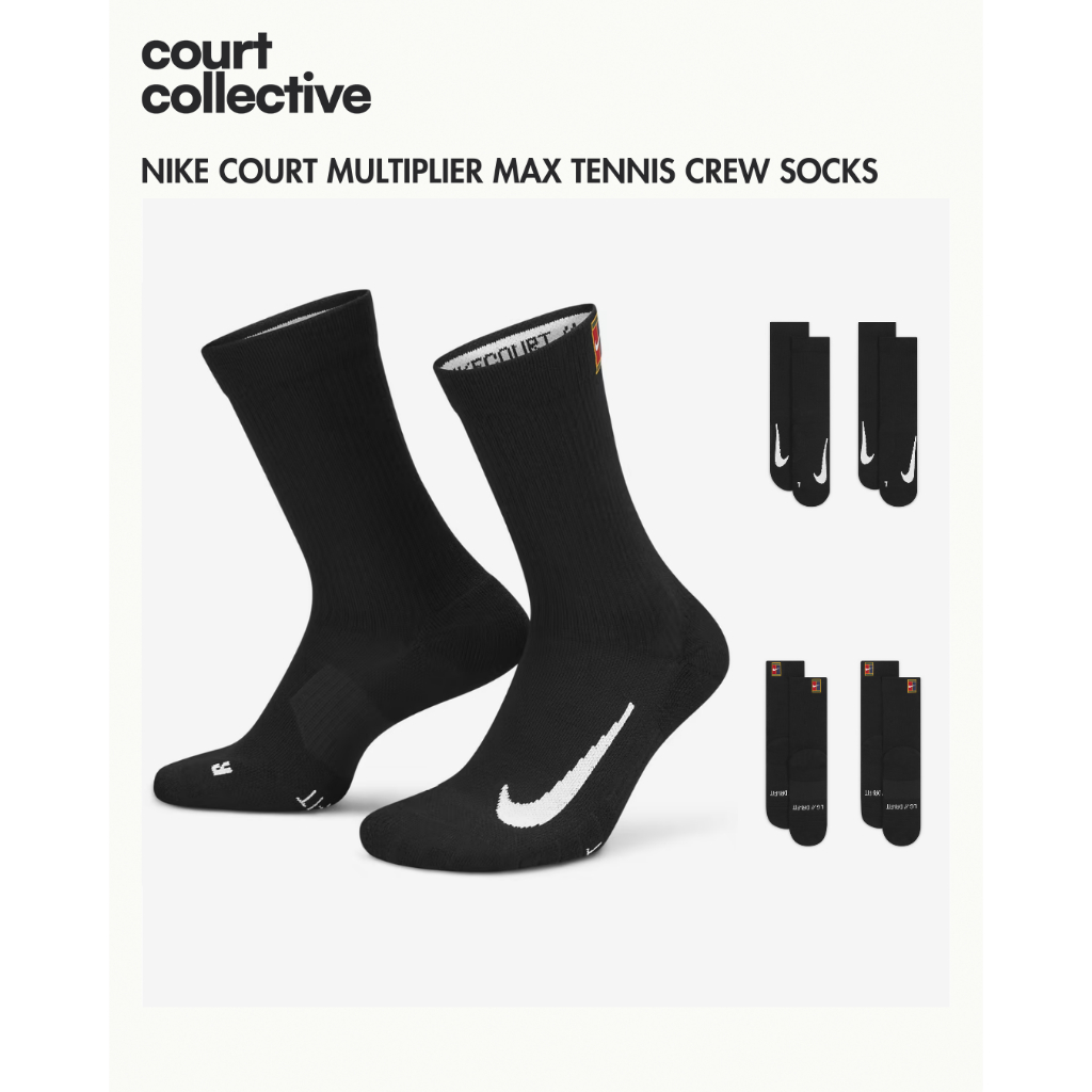 Kaos Kaki Tennis Nike / Nike Court Multiplier Tennis Socks (2 Pairs) - Crew Black