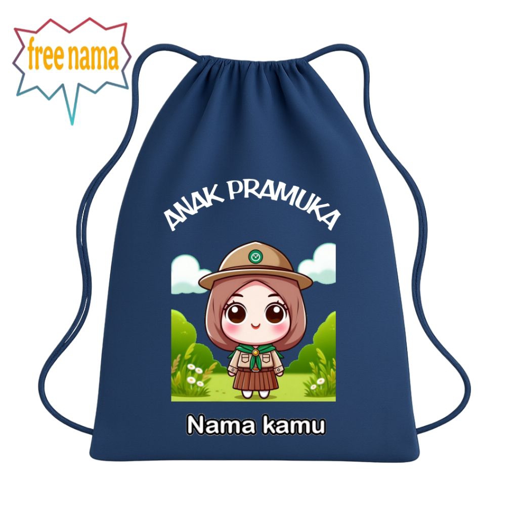 (FREE NAMA)Tas serut ransel anak Karakter ANAK PRAMUKA Tas serbaguna TK,SD,PAUD