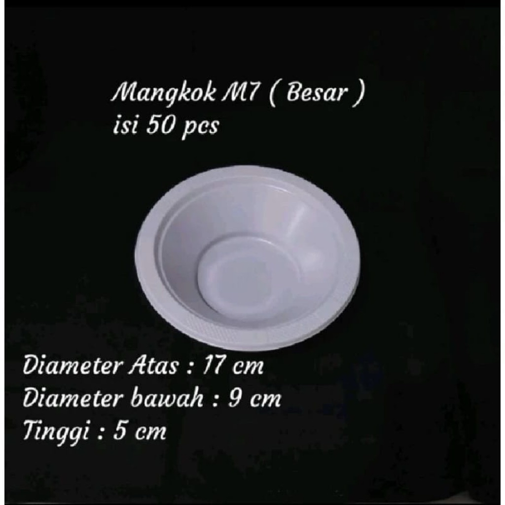 50pcs Mangkok Plastik Besar M7/Mangkok Plastik Baso Soto/Mangkok Plastik Sekali Pakai