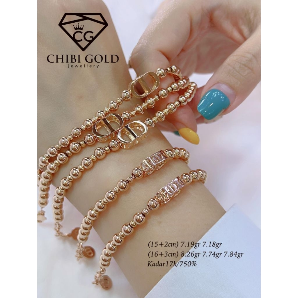 CHIBI GOLD - Gelang tangan CD emas 750 kadar 17k - chibigold