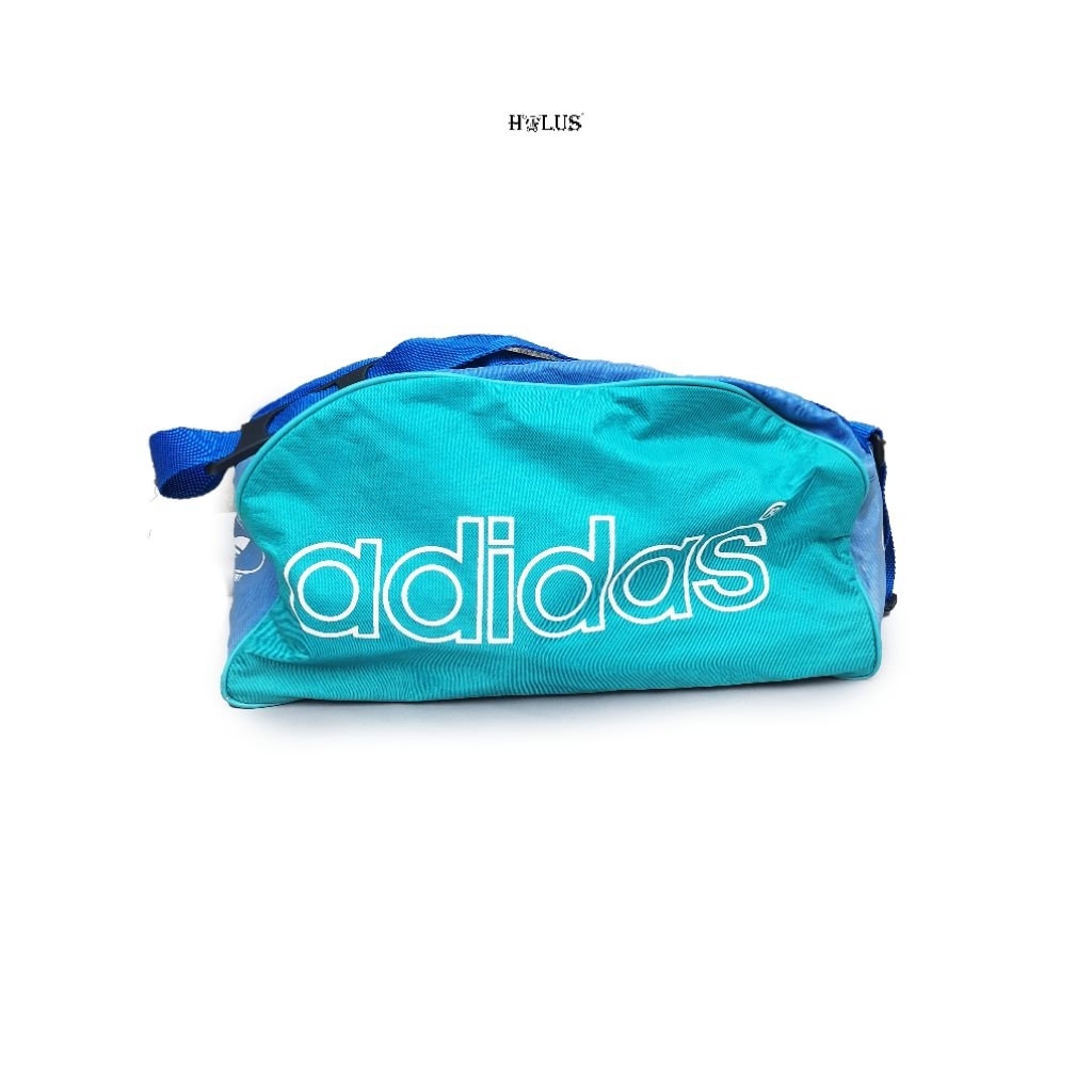 Vintage ADIDAS Trefoil Blue Green Duffel Gym Bag Basketball Travel Sport 90's Rare Authentic