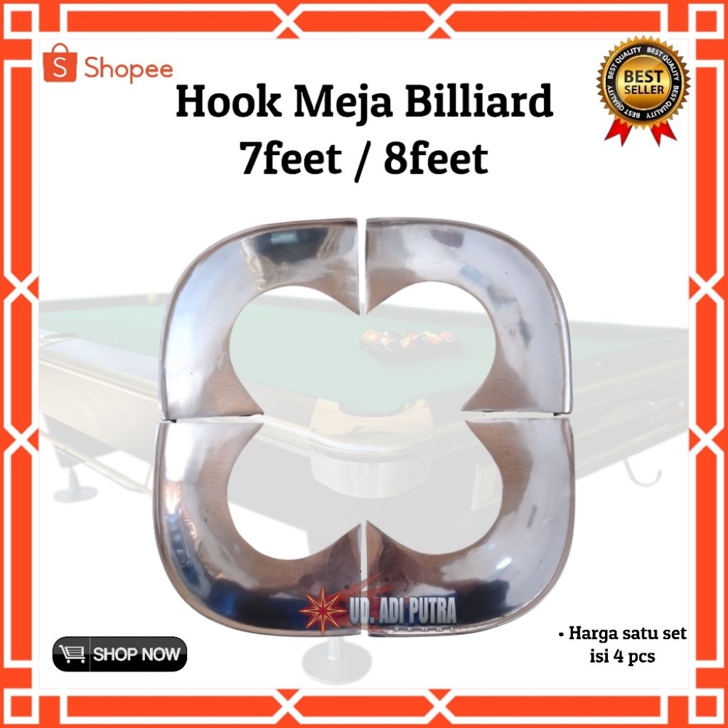 HOOK MEJA BILLIARD 7FT / 8FT SATU SET ISI 4 PCS | POCKET MEJA BILLIARD 7FT/8FT | SUDUT MEJA BILLIARD