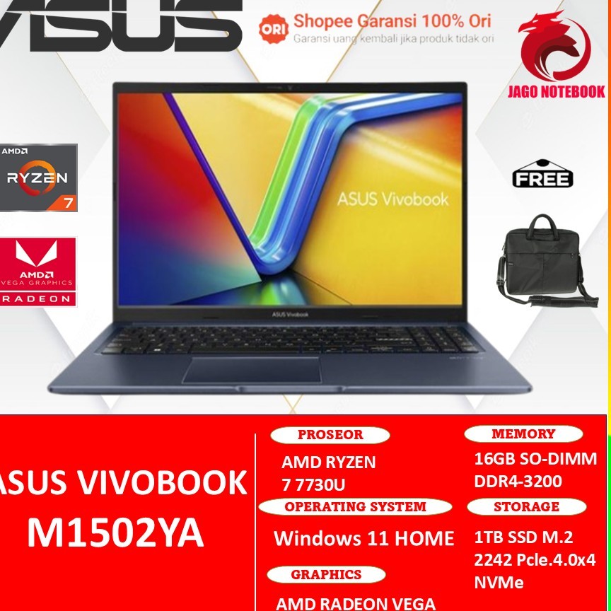 ASUS VIVOBOOK M1502YA RYZEN 7 7730U 16GB 1TB W11 15.6FHD BLU