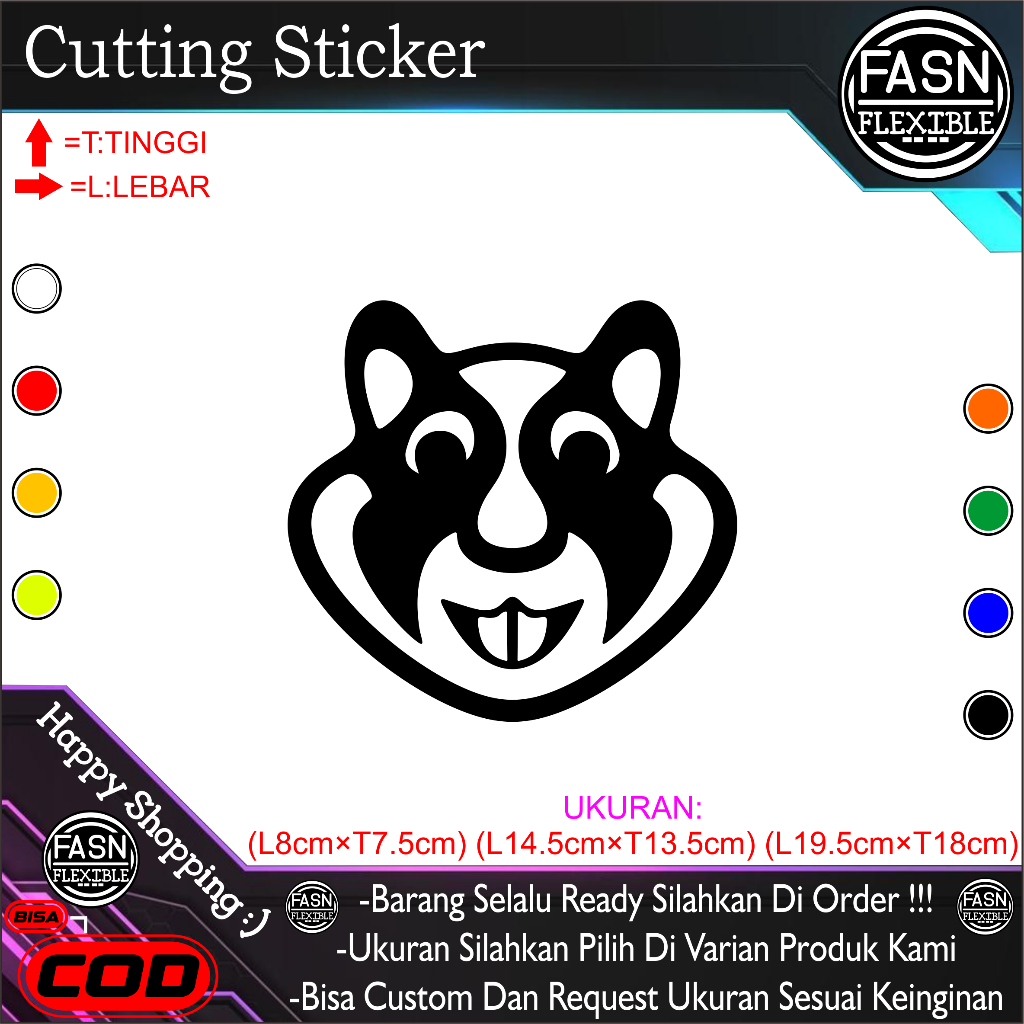 Sticker "HEAD HAMSTER" Cutting Sticker Body Motor / Mobil Dan Lain Lain