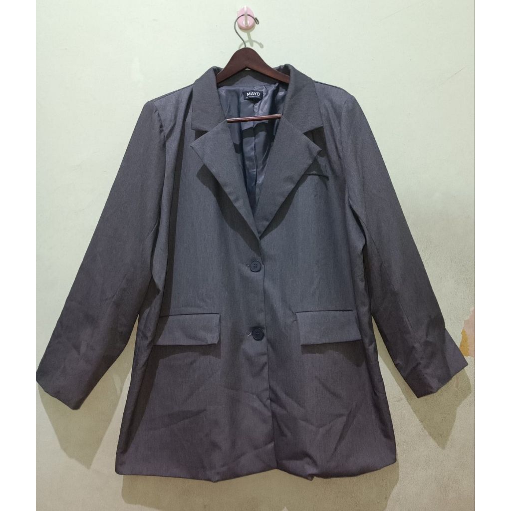 PRELOVED MAYD Blazer Formal Wanita Abu Abu Bigsize LD 130