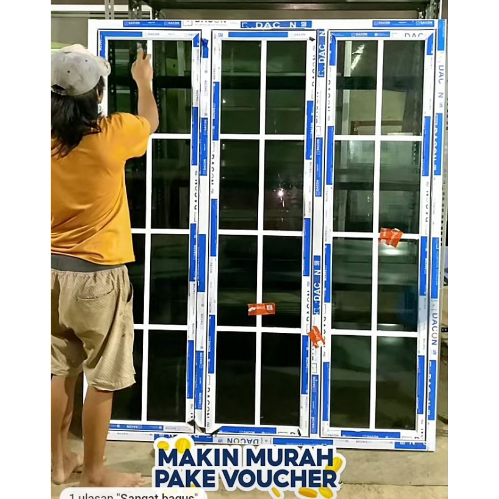 kusen jendela 3 daun T170cm L150cm bahan alumunium 3inc