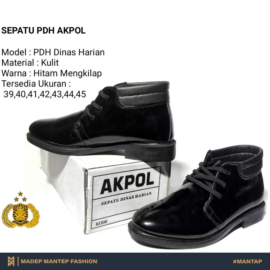 Sepatu PDH AKPOL POLRI Sepatu PDH POLRI HITAM KILAP Sepatu PDH Security Satpam Sepatu PDH HITAM MMF