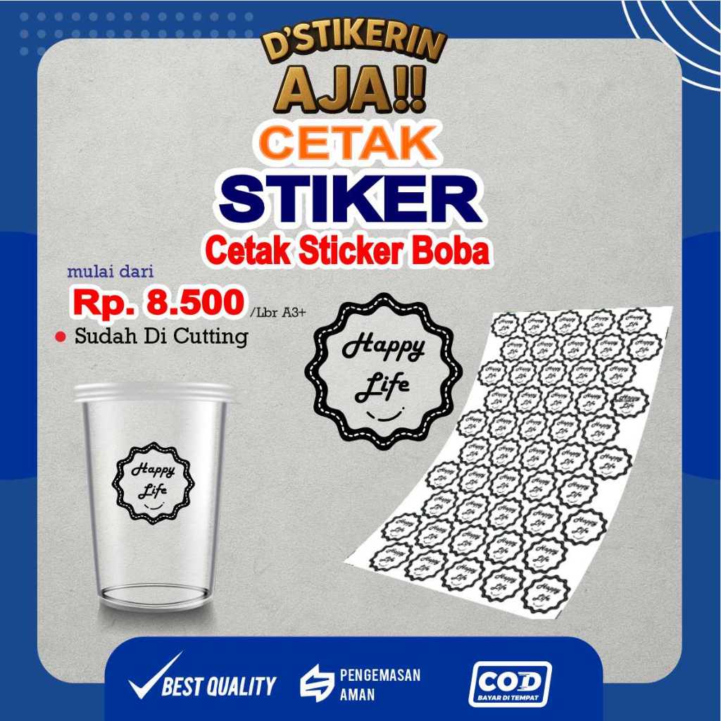 CETAK STIKER ES BOBA TRANSPARAN / STIKER CUP ES VIRAL / STIKER LABEL MINUMAN CUP