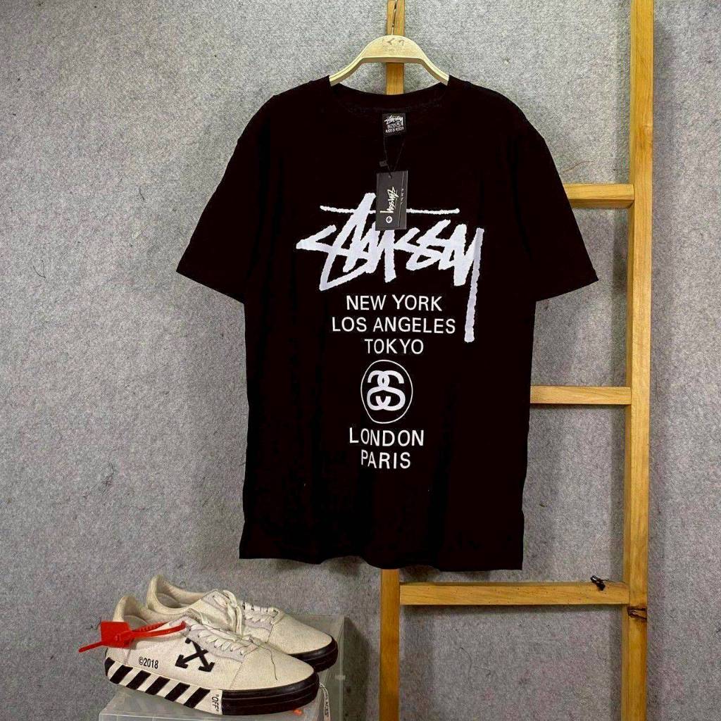KAOS T-SHIRT STUSSY WORLD TOUR BLACK