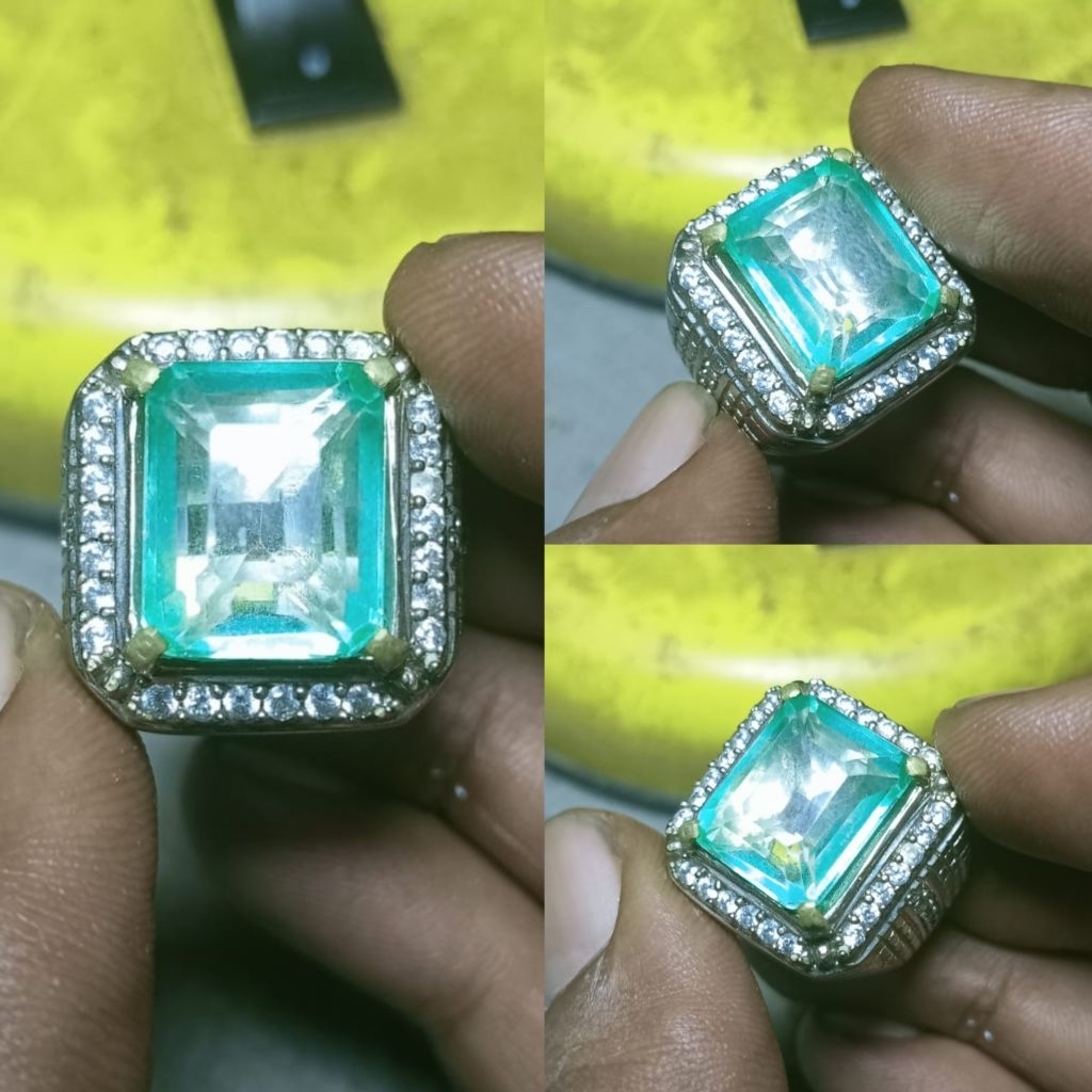 Batu cincin natural emerald beryl green beryl coating jambrut Kolombia euthopia Brazil est Vv72