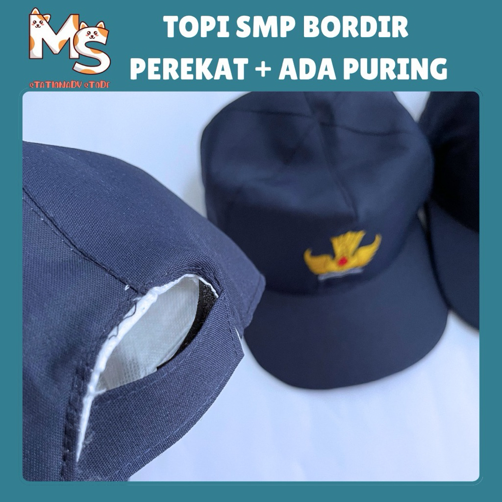 [GROSIR] TOPI SEKOLAH SMP PEREKAT ADA PURING CUSTOM BORDIR SAMPING NAMA SEKOLAH KAMU