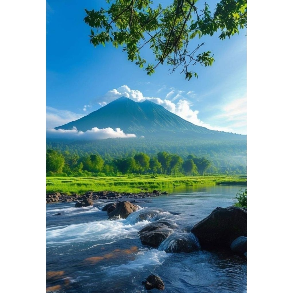 hiasan dinding lukisan cetak pemandangan alam yang sangat indah ukuran 100x50 plus bingkai