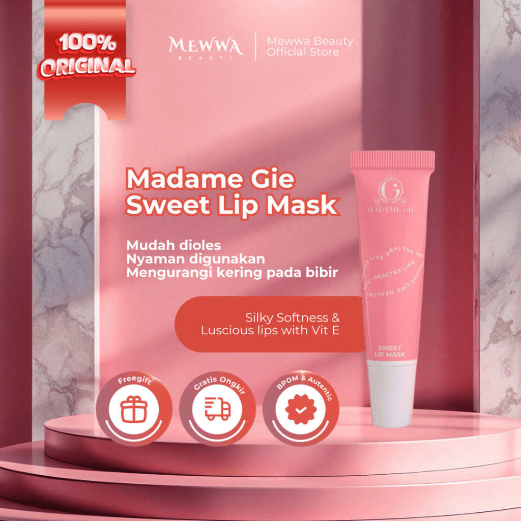Mewwa Beauty - Madame Gie Sweet Lip Mask - Lip Scrub Vitamin E Lip Balm Moisturizer Serum Pencerah B