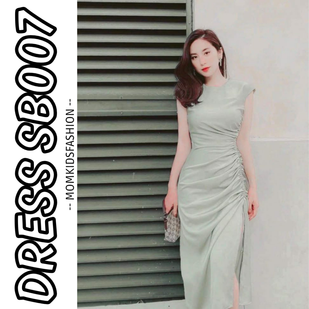 DRS SB007 | Dress Natal Satin Premium Midi Anggun Mewah & Elegan | Dress Wanita Kasual Kekinian