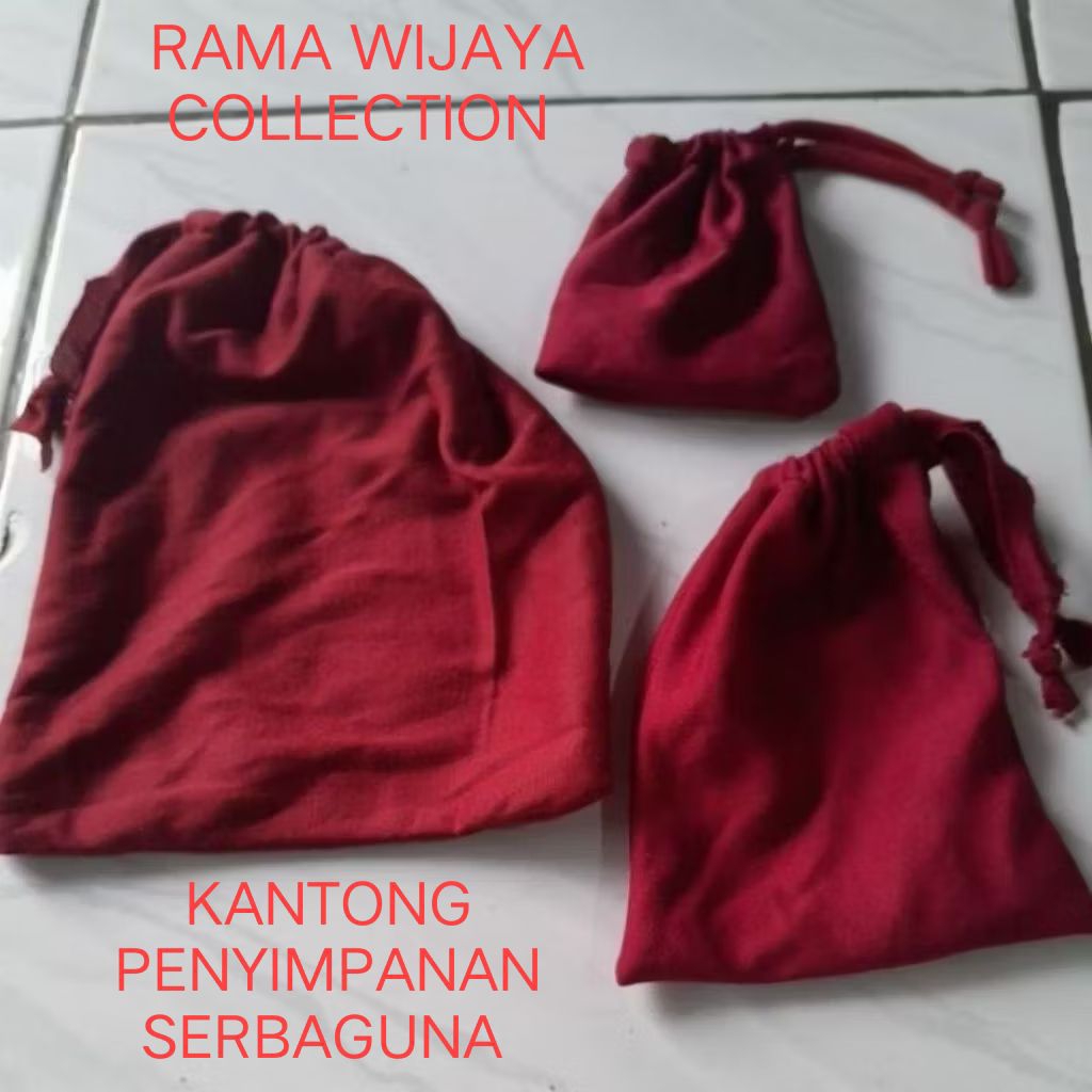Kantong Kain Serut Serbaguna Warna Merah Model Lawasan