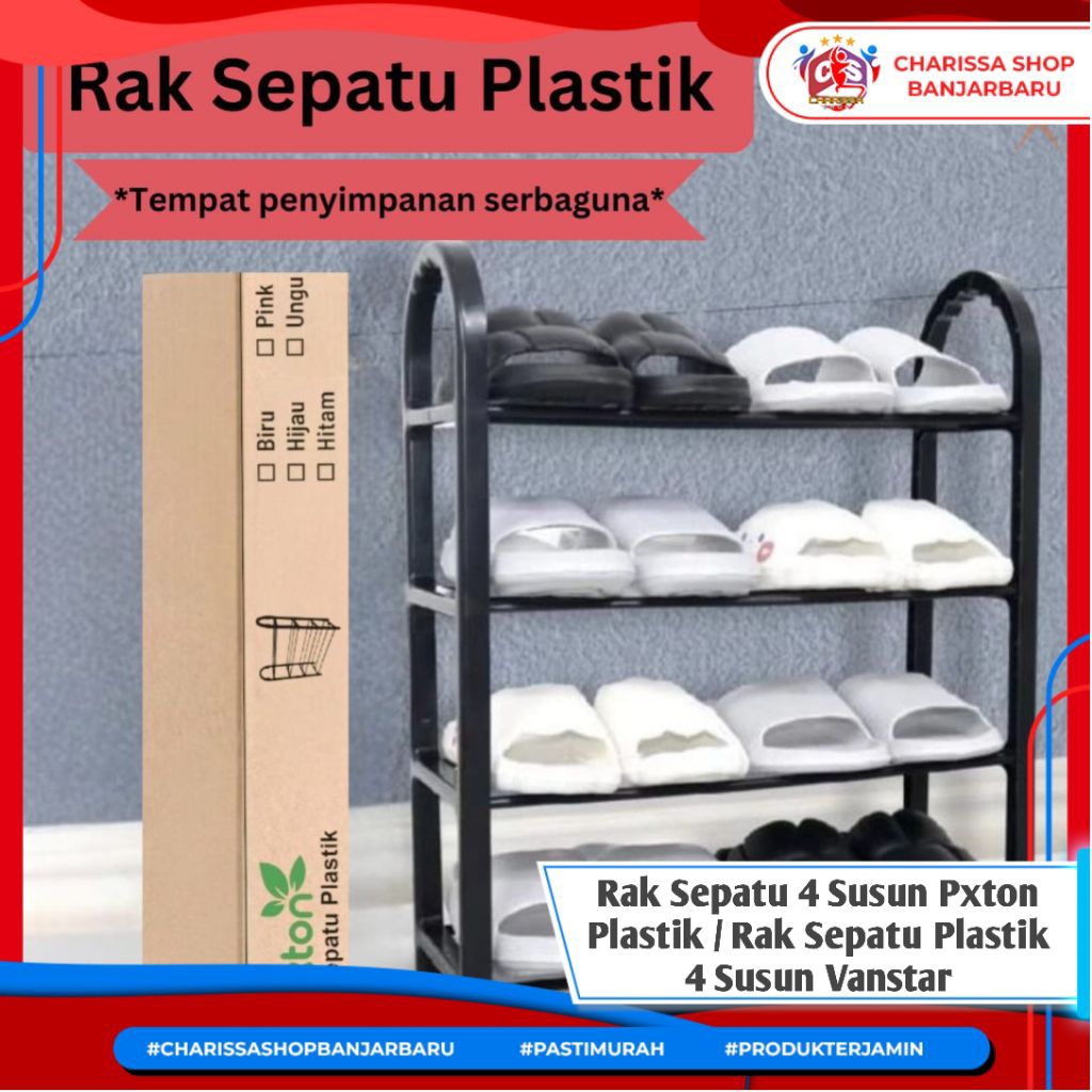 Rak Sepatu 4 Susun Pxton Plastik / Rak Sepatu Plastik 4 Susun Vanstar