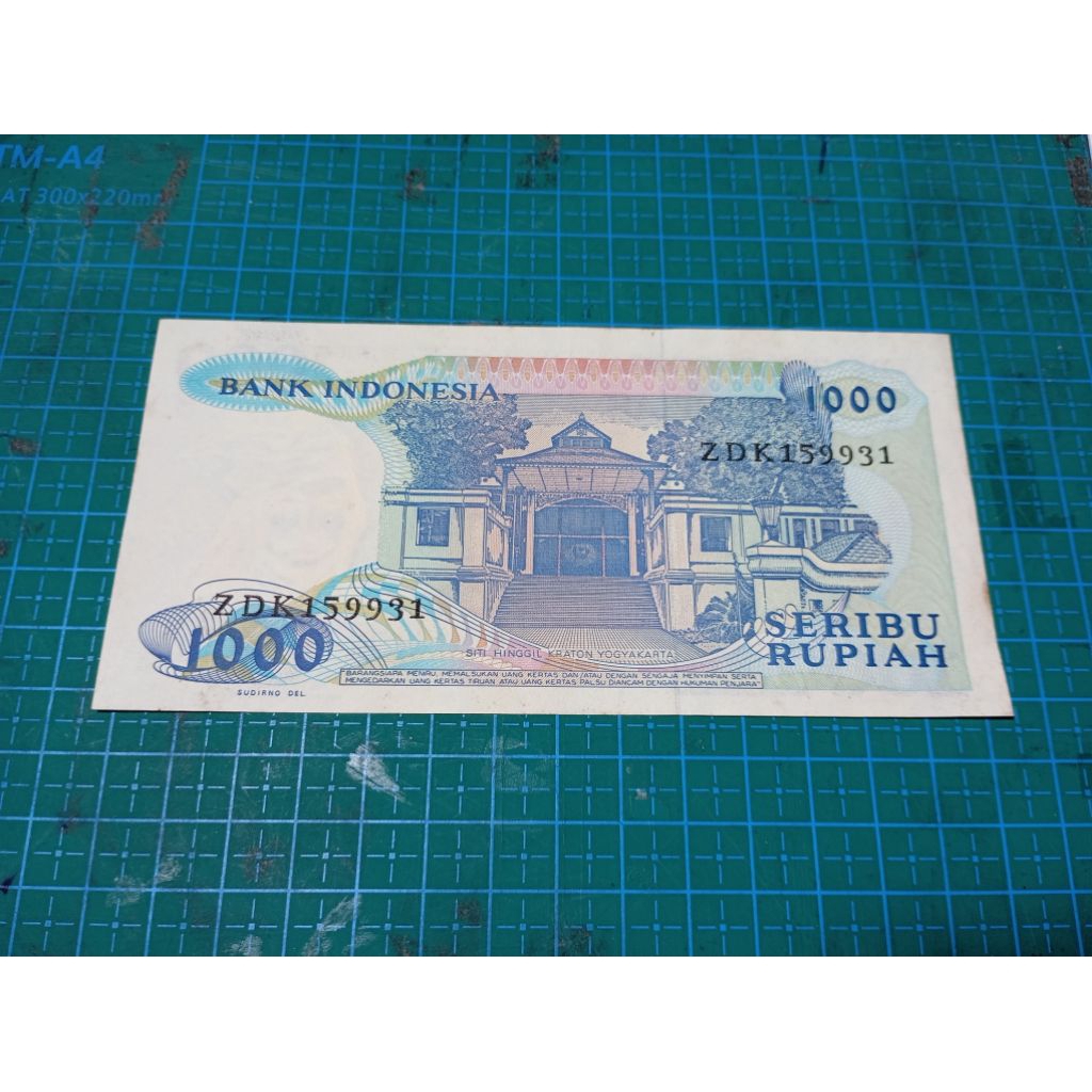 GANJIL No seri ZDK 159931 Uang kuno Indonesia Asli 1000 sisinga tahun 1987