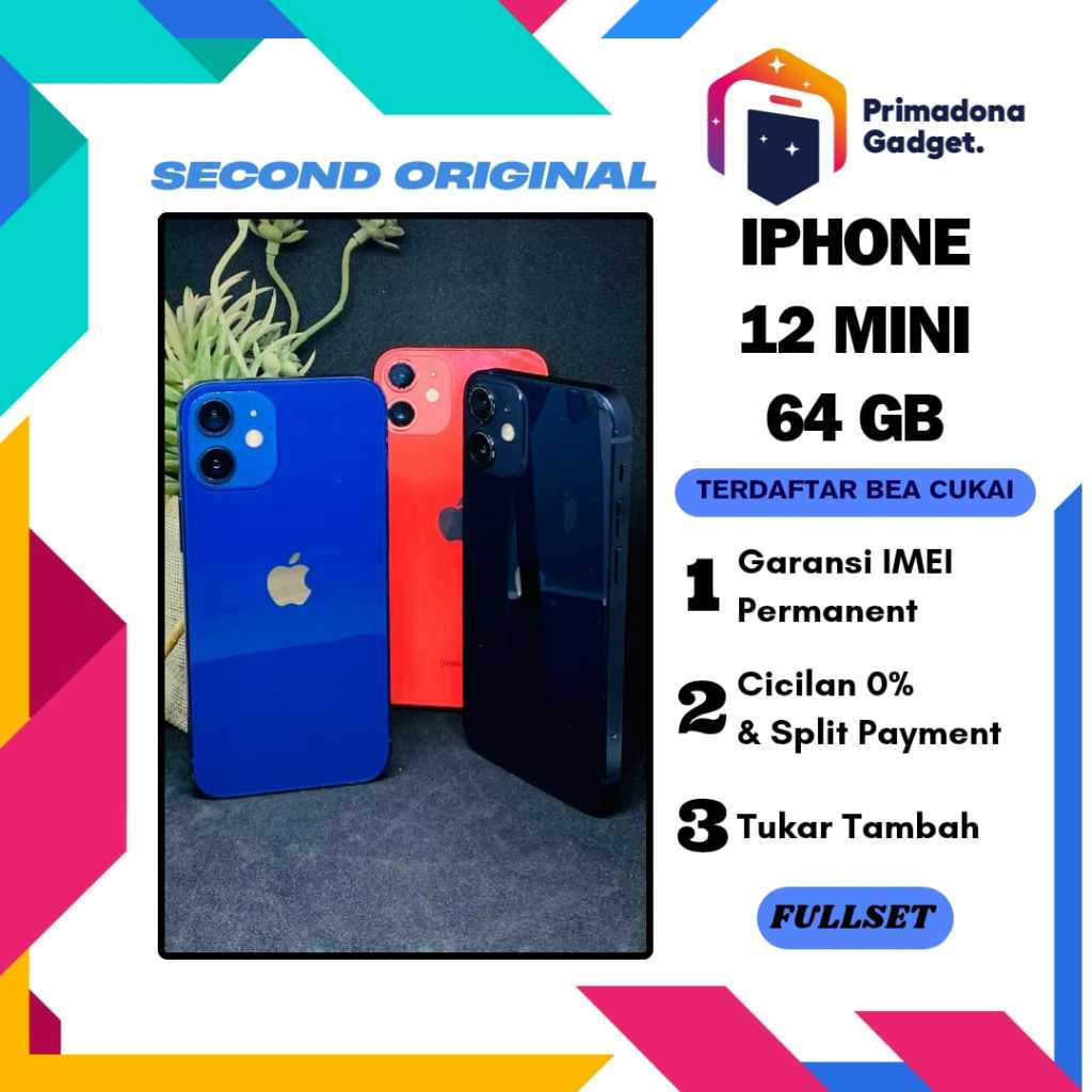 iPhone 12 Mini 64GB - Fullset OEM - 64 GB - Second Terdaftar - COD Surabaya